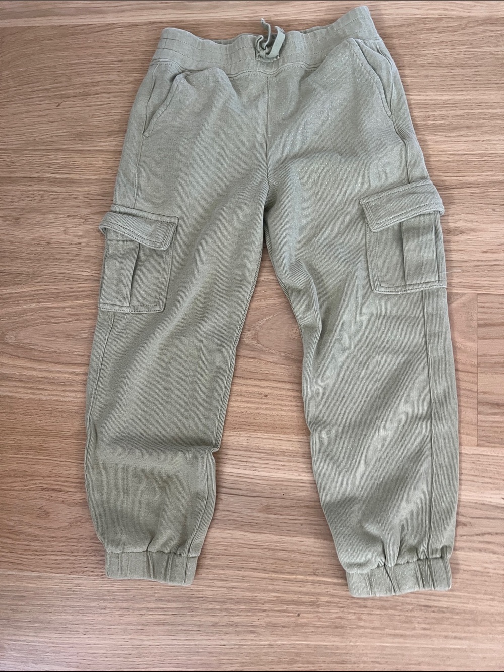 Kids Olive Cargo Joggers with Drawstring Waist